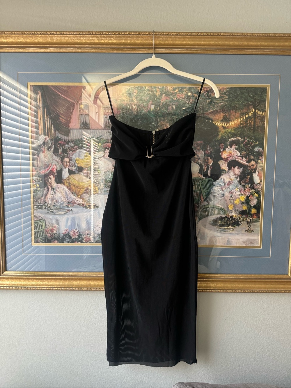 Bec & Bridge Black Strapless Midi Dress with Buckle